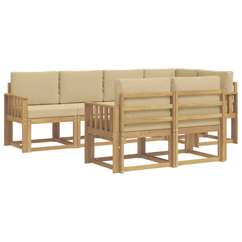 Lauko sofos komplektas 7 pcs Balta ir kreminė Poliesteris