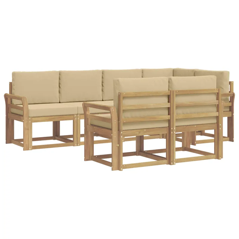 Lauko sofos komplektas 7 pcs Balta ir kreminė Poliesteris