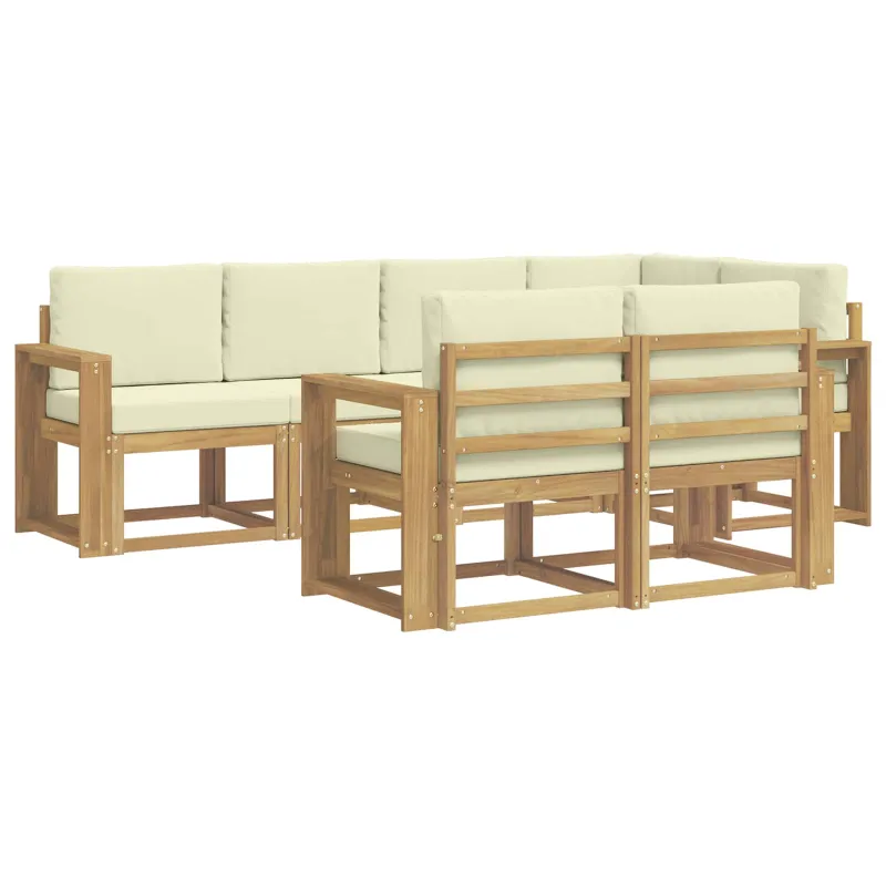 Lauko sofos komplektas 7 pcs Balta ir kreminė Poliesteris