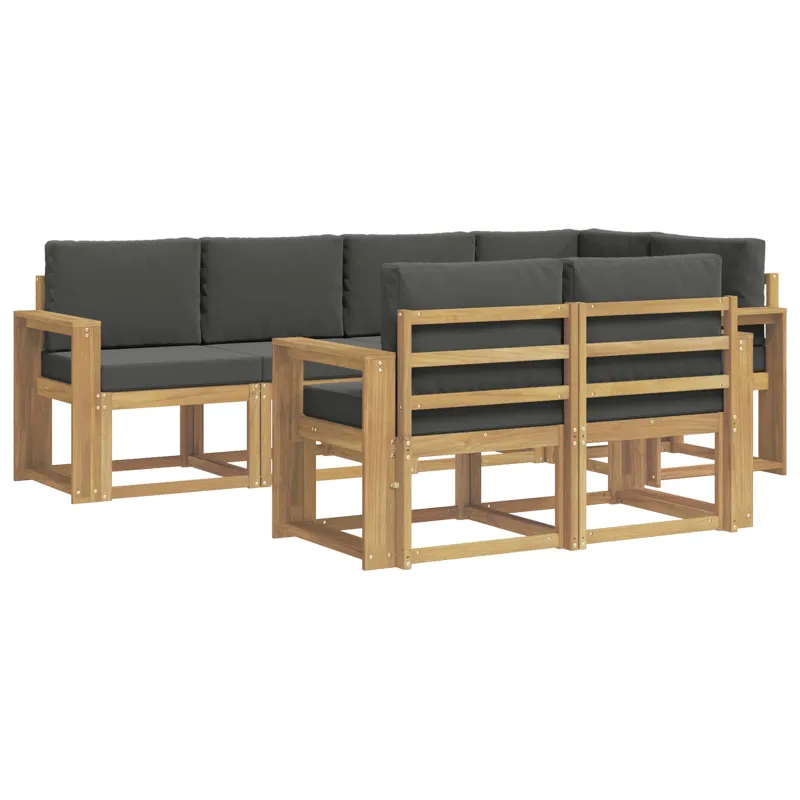Lauko sofos komplektas 7 pcs Balta ir antracito Poliesteris