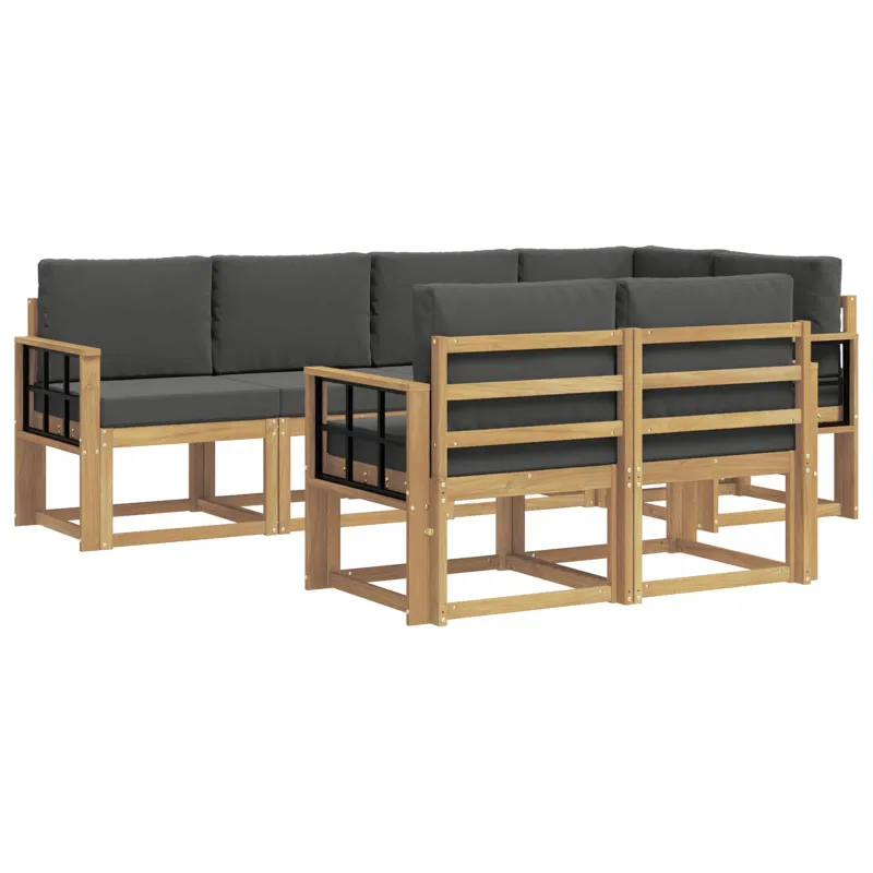 Lauko sofos komplektas 7 pcs Balta ir antracito Poliesteris