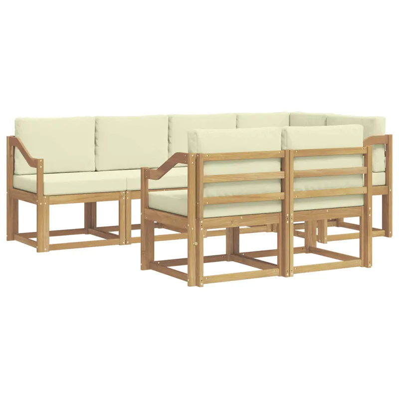 Lauko sofos komplektas 7 pcs Balta ir kreminė Poliesteris