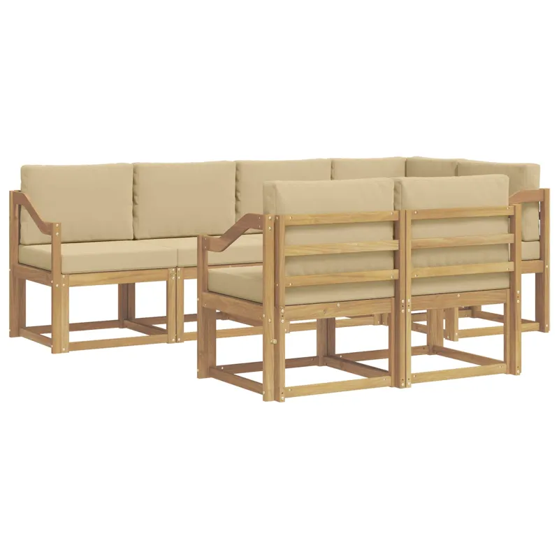 Lauko sofos komplektas 7 pcs Balta ir kreminė Poliesteris