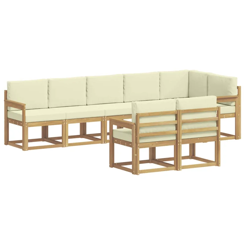 Lauko sofos komplektas 8 pcs Balta ir kreminė Poliesteris