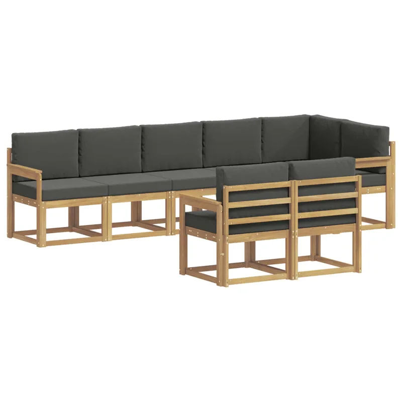 Lauko sofos komplektas 8 pcs Balta ir antracito Poliesteris