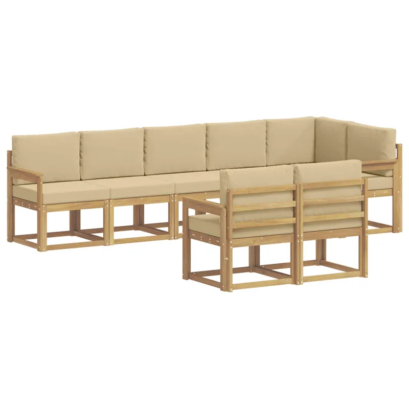 Lauko sofos komplektas 8 pcs Balta ir kreminė Poliesteris