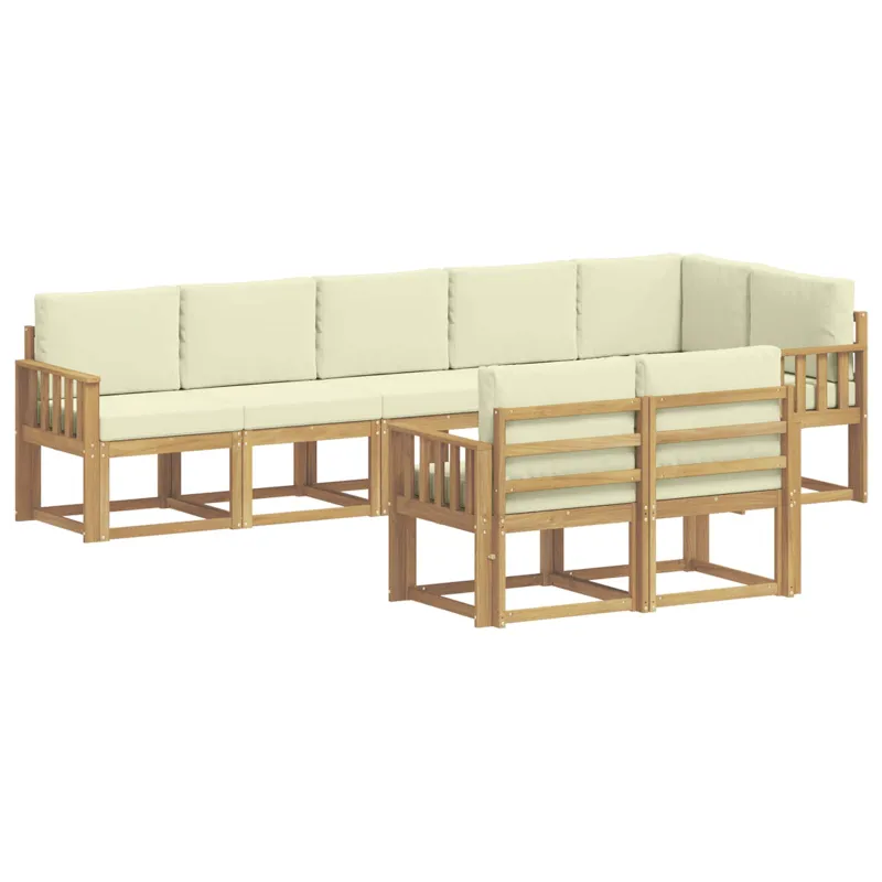Lauko sofos komplektas 8 pcs Balta ir kreminė Poliesteris