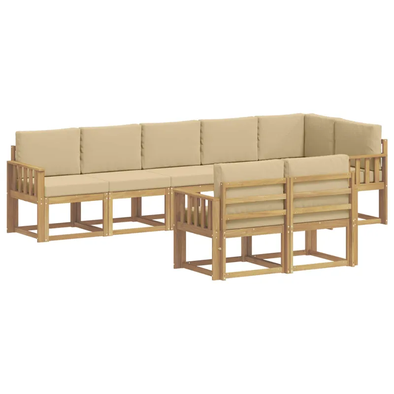 Lauko sofos komplektas 8 pcs Balta ir kreminė Poliesteris