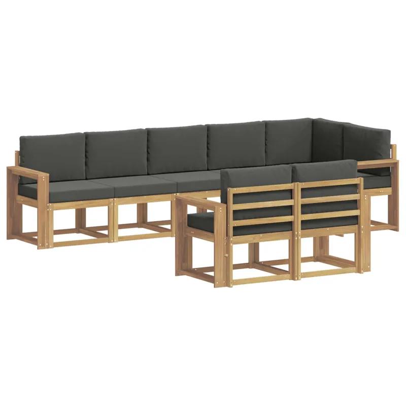 Lauko sofos komplektas 8 pcs Balta ir antracito Poliesteris