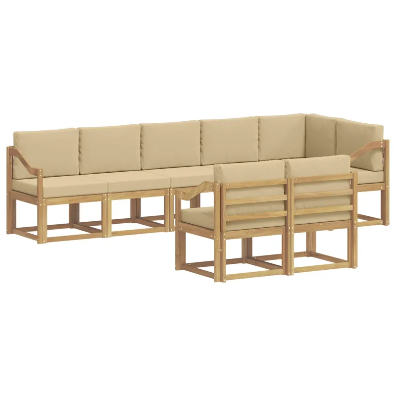Lauko sofos komplektas 8 pcs Balta ir kreminė Poliesteris