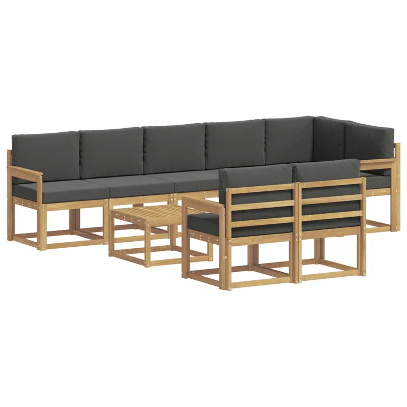 Lauko sofos komplektas 9 pcs Balta ir antracito Poliesteris
