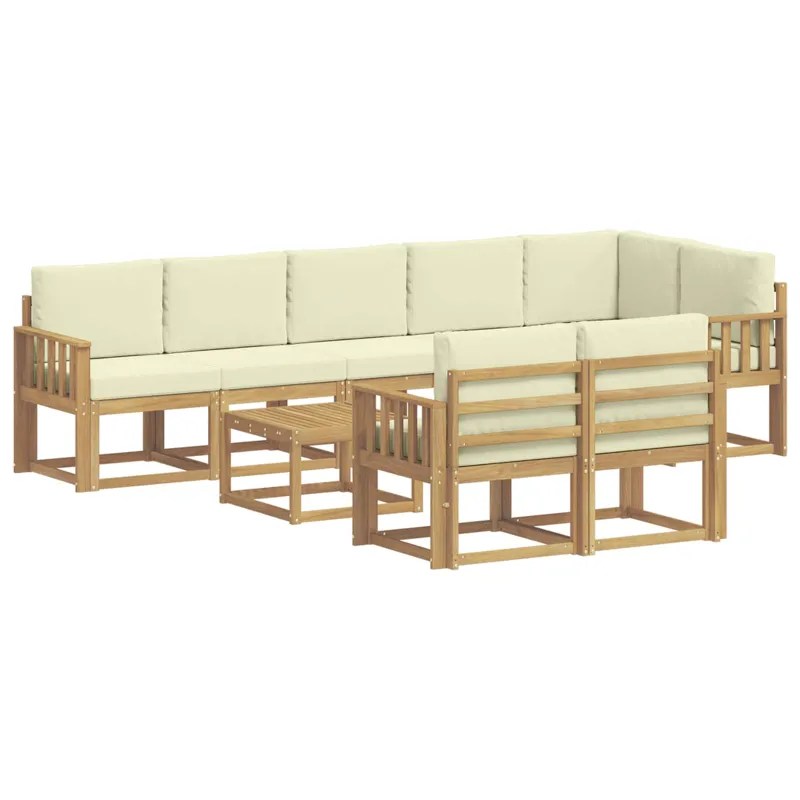 Lauko sofos komplektas 9 pcs Balta ir kreminė Poliesteris