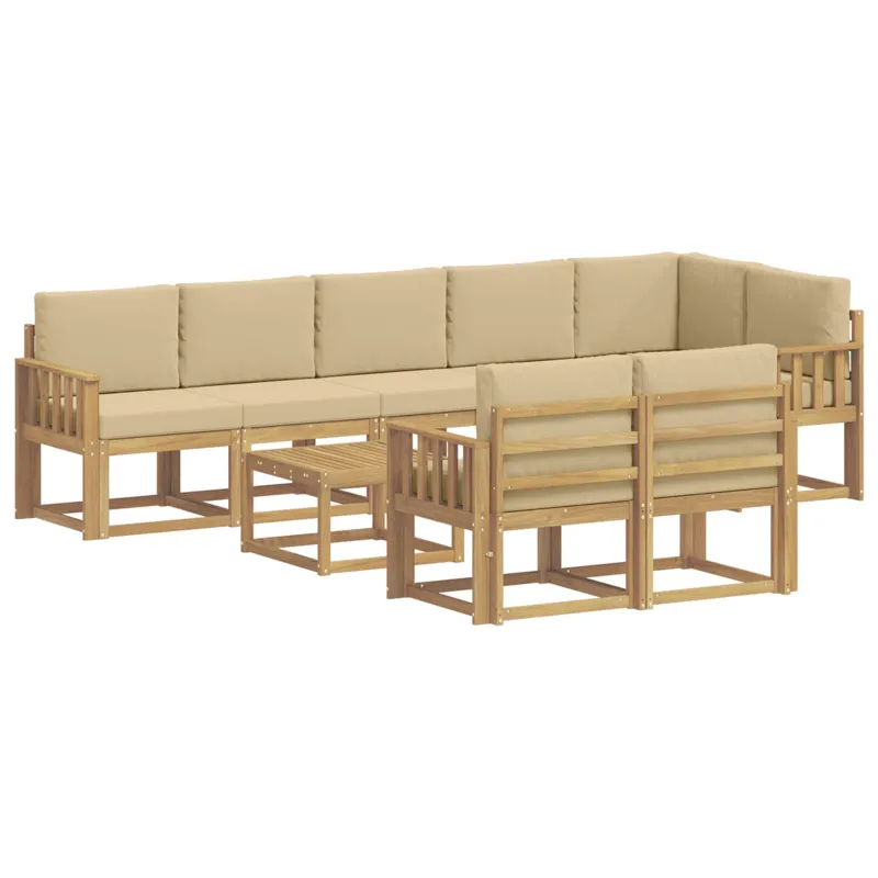 Lauko sofos komplektas 9 pcs Balta ir kreminė Poliesteris