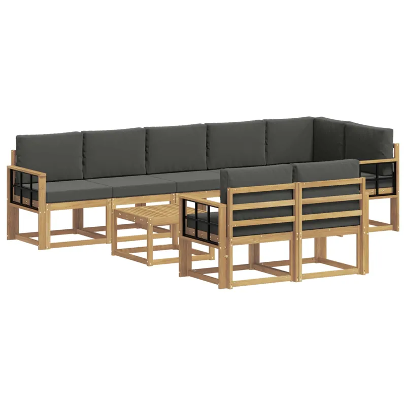 Lauko sofos komplektas 9 pcs Balta ir antracito Poliesteris