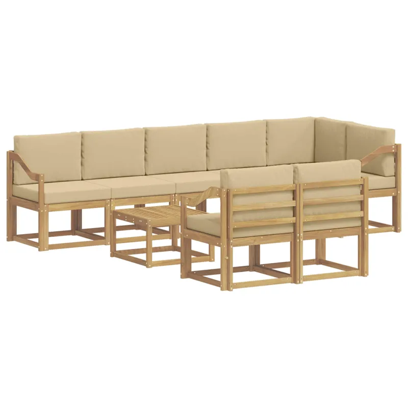 Lauko sofos komplektas 9 pcs Balta ir kreminė Poliesteris