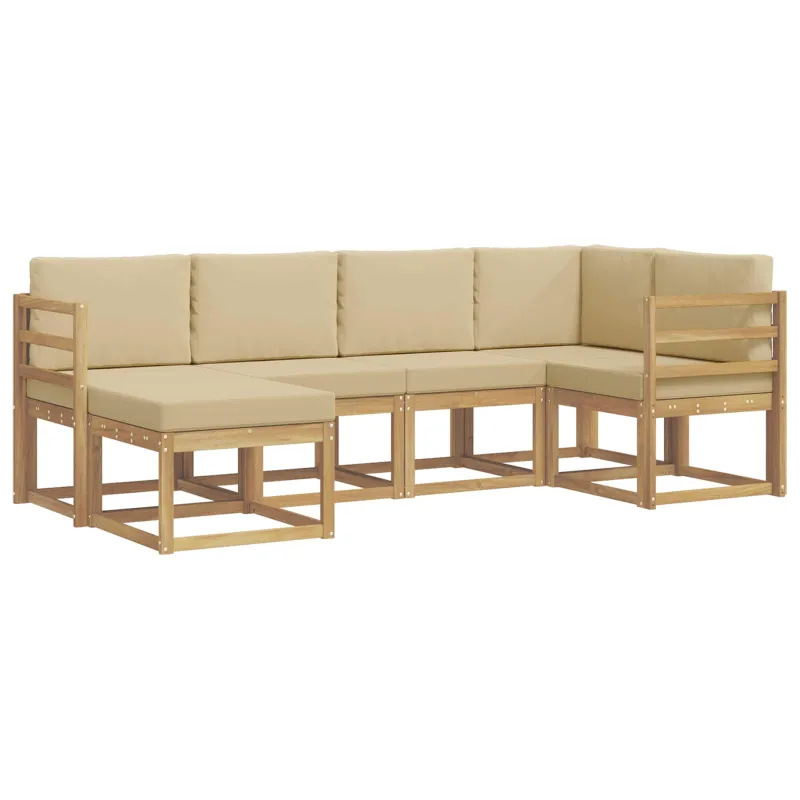 Lauko sofos komplektas 6 pcs Balta ir kreminė Poliesteris