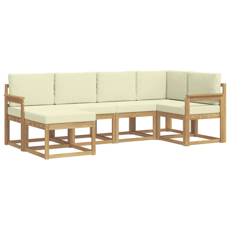 Lauko sofos komplektas 6 pcs Balta ir kreminė Poliesteris