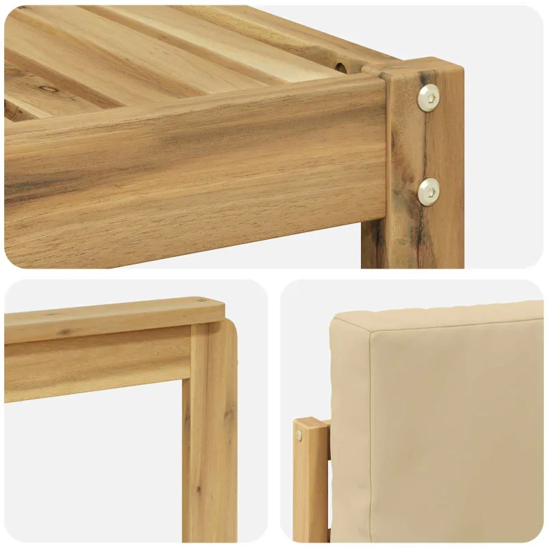 Lauko sofos komplektas 6 pcs Balta ir kreminė Poliesteris