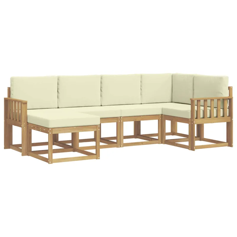 Lauko sofos komplektas 6 pcs Balta ir kreminė Poliesteris