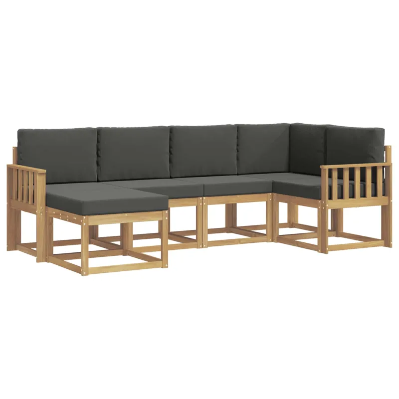 Lauko sofos komplektas 6 pcs Balta ir antracito Poliesteris