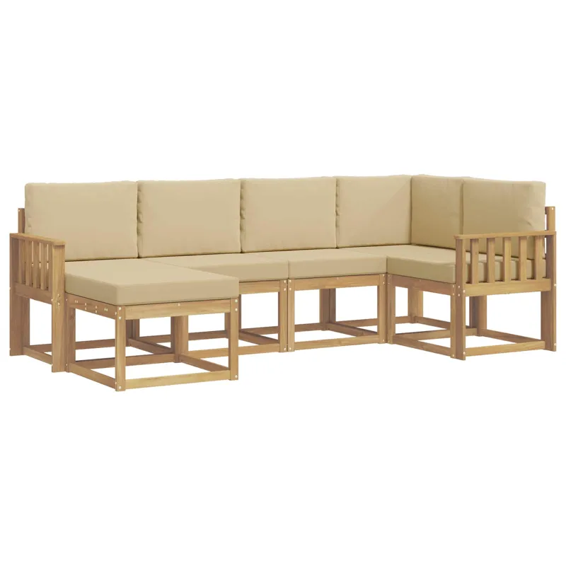 Lauko sofos komplektas 6 pcs Balta ir kreminė Poliesteris