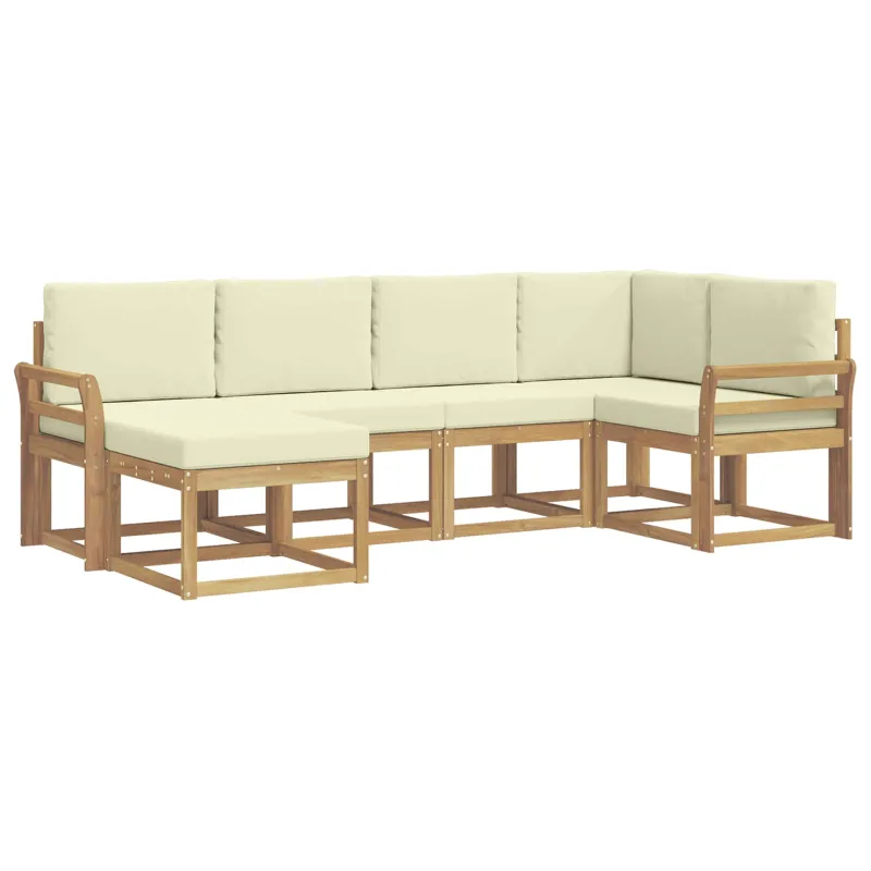 Lauko sofos komplektas 6 pcs Balta ir kreminė Poliesteris