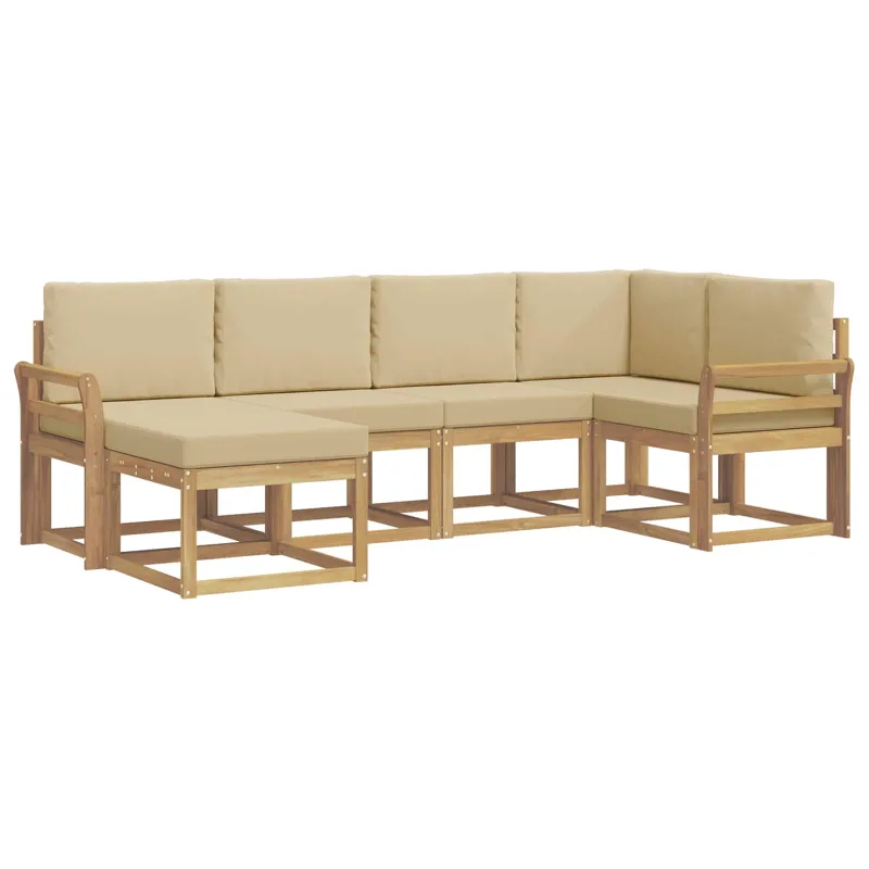 Lauko sofos komplektas 6 pcs Balta ir kreminė Poliesteris