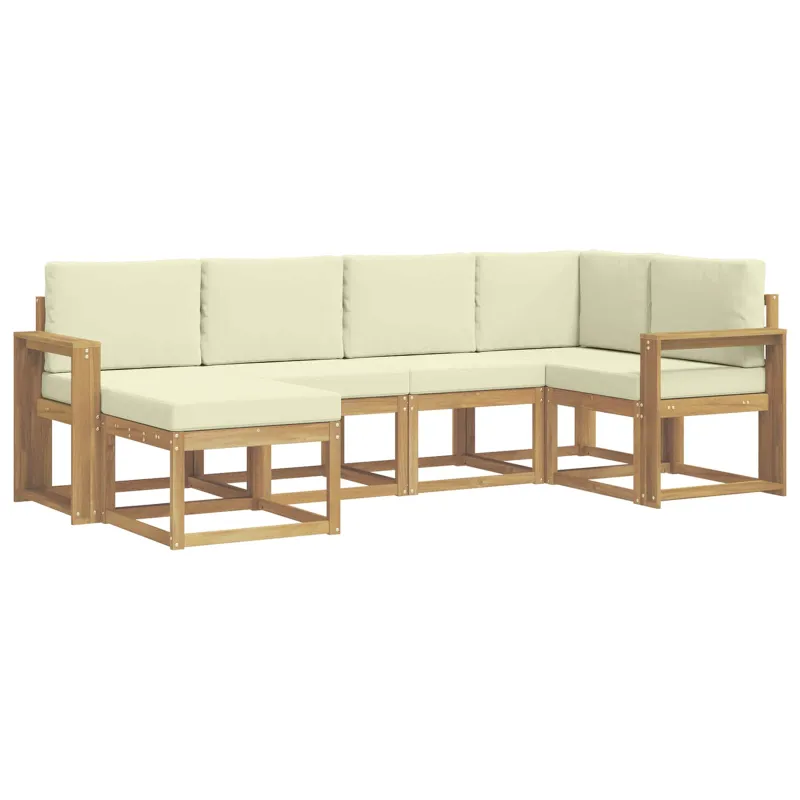 Lauko sofos komplektas 6 pcs Balta ir kreminė Poliesteris