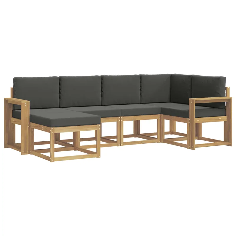 Lauko sofos komplektas 6 pcs Balta ir antracito Poliesteris