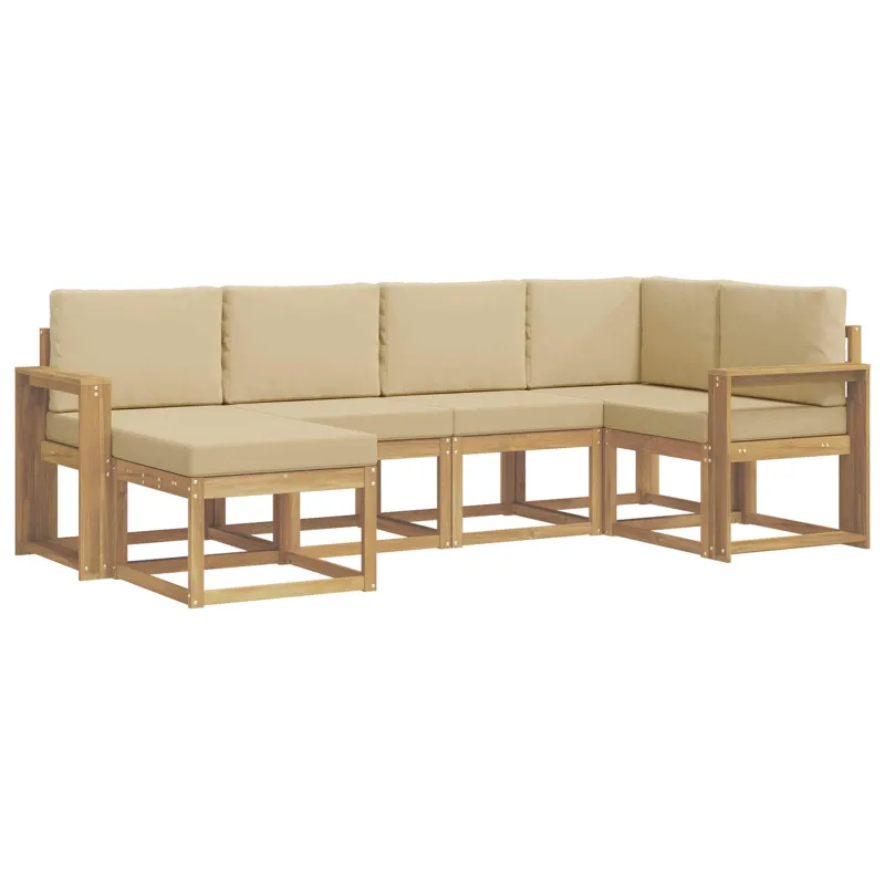 Lauko sofos komplektas 6 pcs Balta ir kreminė Poliesteris