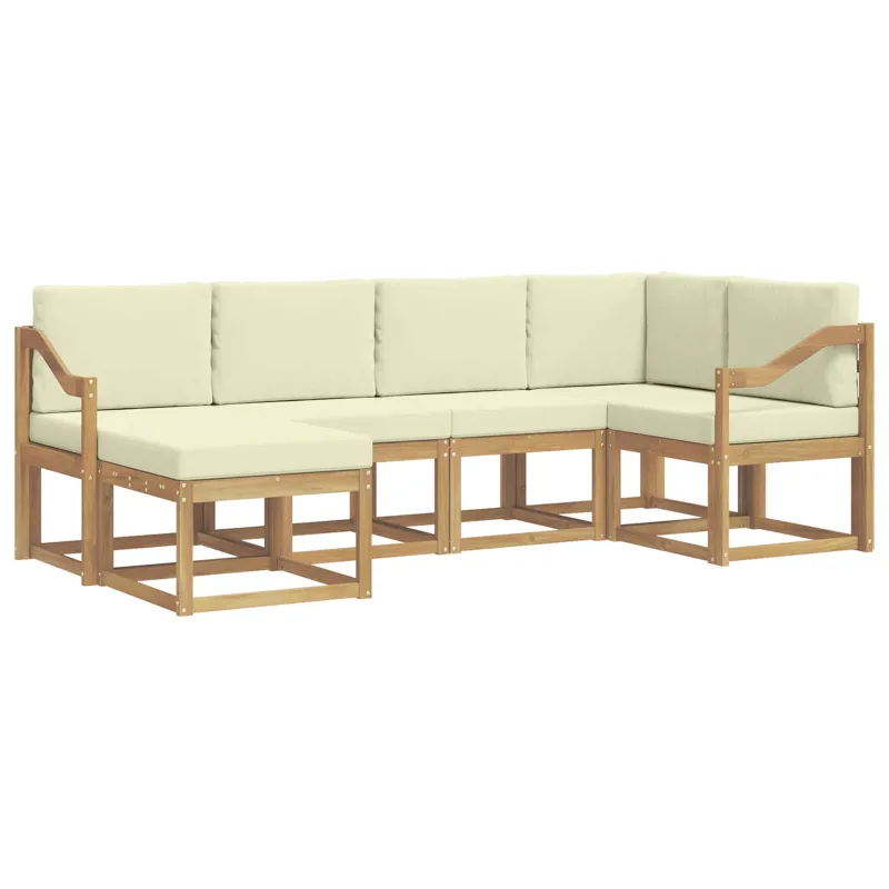 Lauko sofos komplektas 6 pcs Balta ir kreminė Poliesteris