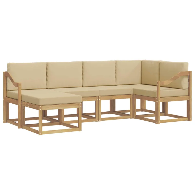 Lauko sofos komplektas 6 pcs Balta ir kreminė Poliesteris