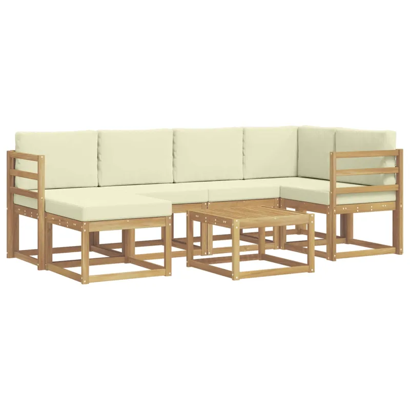 Lauko sofos komplektas su pagalve 7 pcs Balta ir kreminė