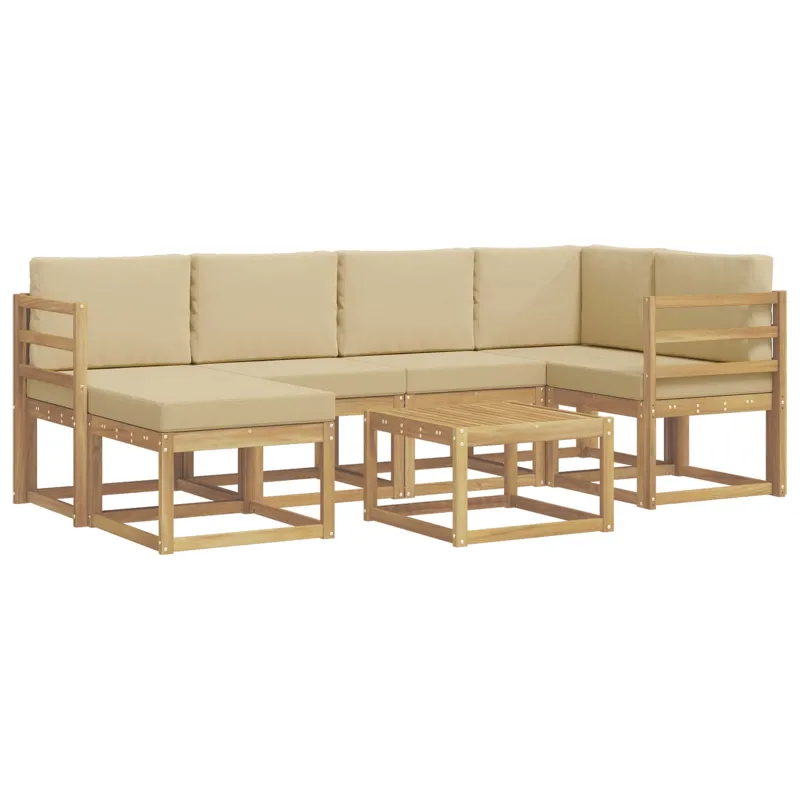 Lauko sofos komplektas su pagalve 7 pcs Balta ir kreminė