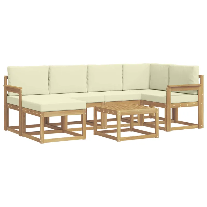 Lauko sofos komplektas su pagalve 7 pcs Balta ir kreminė