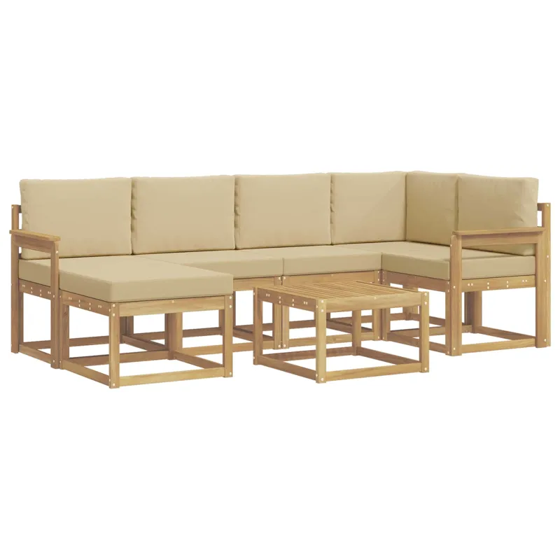 Lauko sofos komplektas su pagalve 7 pcs Balta ir kreminė