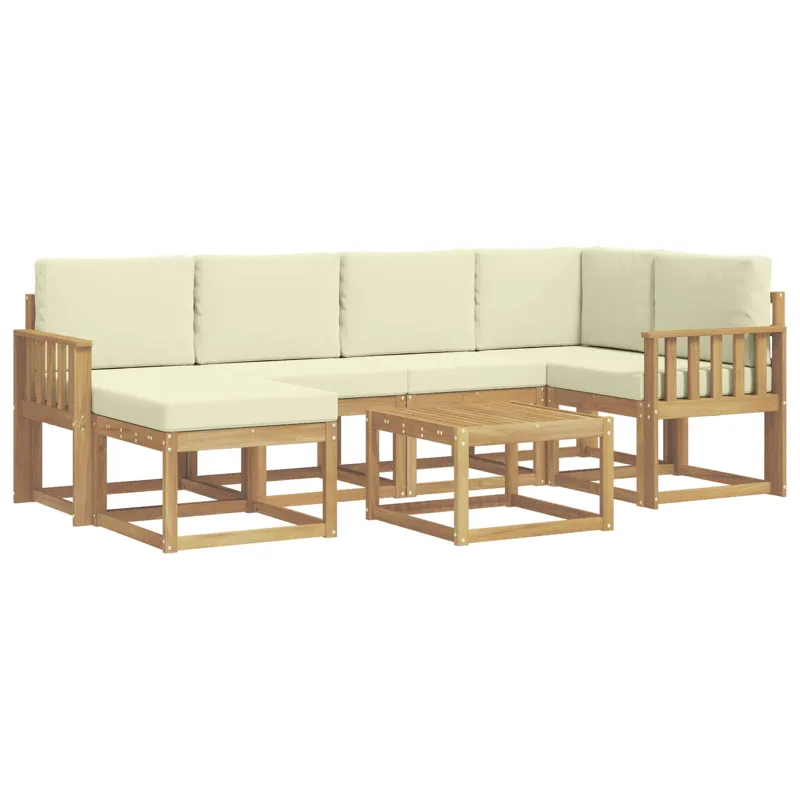 Lauko sofos komplektas su pagalve 7 pcs Balta ir kreminė