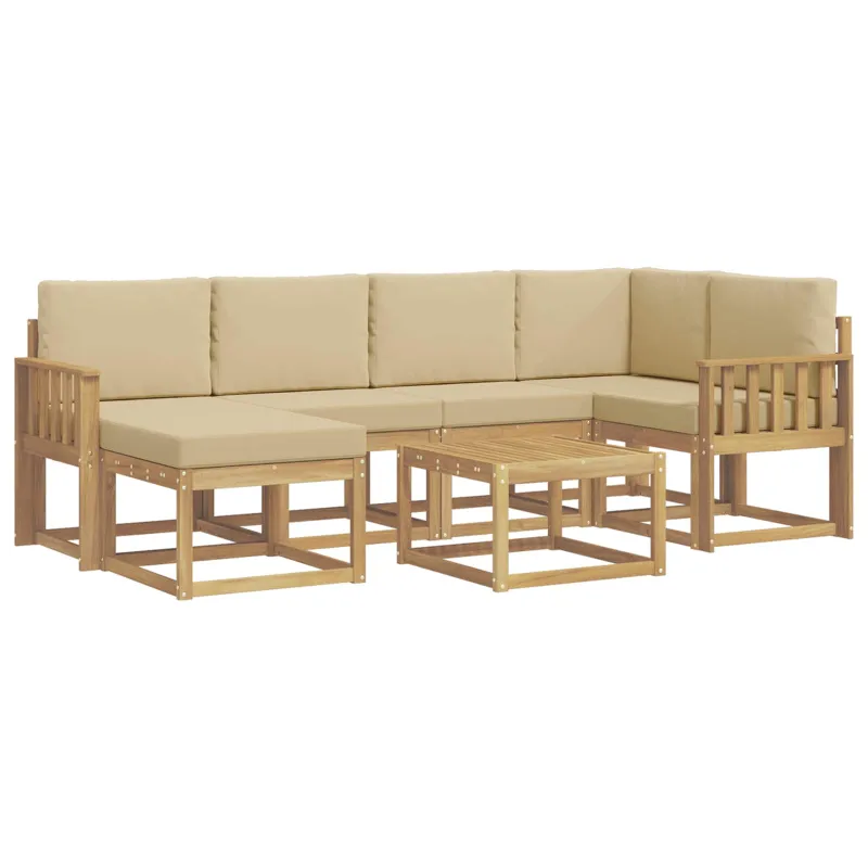 Lauko sofos komplektas su pagalve 7 pcs Balta ir kreminė
