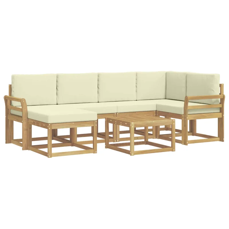 Lauko sofos komplektas su pagalve 7 pcs Balta ir kreminė