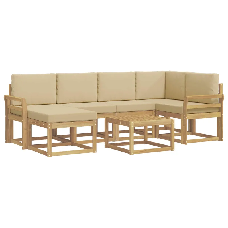 Lauko sofos komplektas su pagalve 7 pcs Balta ir kreminė