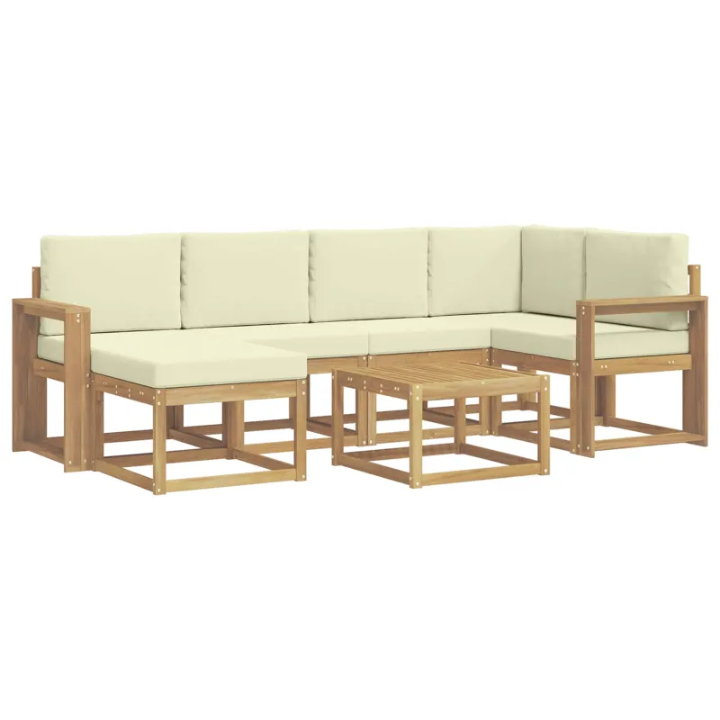 Lauko sofos komplektas su pagalve 7 pcs Balta ir kreminė