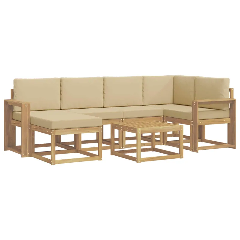 Lauko sofos komplektas su pagalve 7 pcs Balta ir kreminė