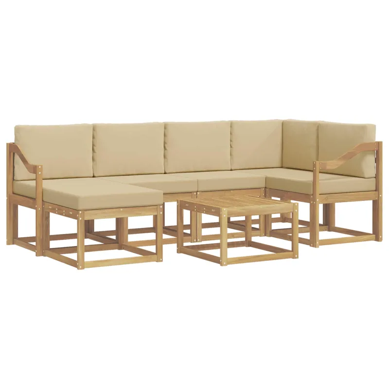 Lauko sofos komplektas su pagalve 7 pcs Balta ir kreminė
