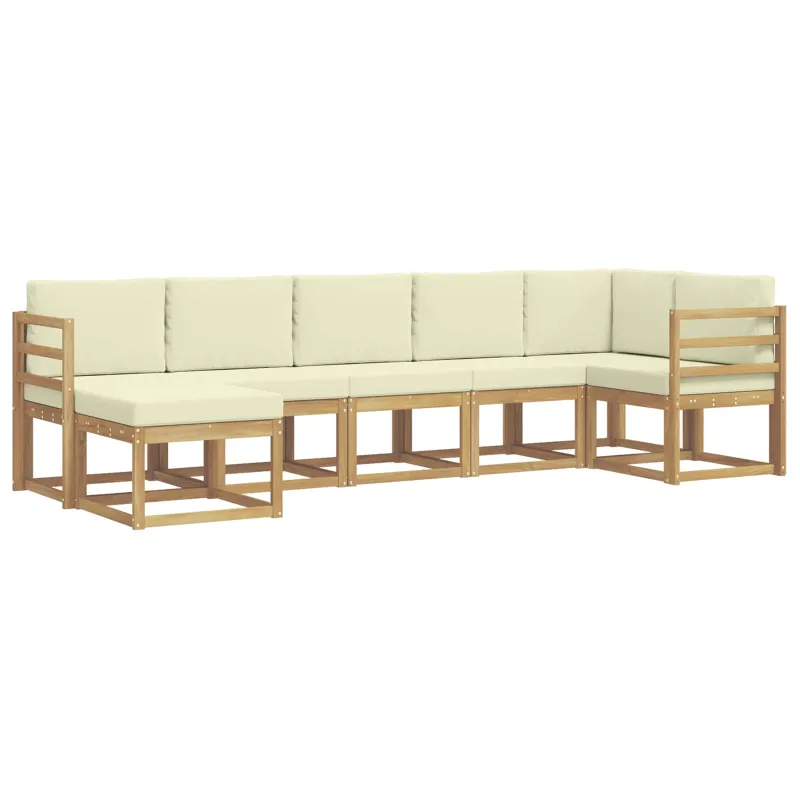 Lauko sofos komplektas 7 pcs Balta ir kreminė Poliesteris