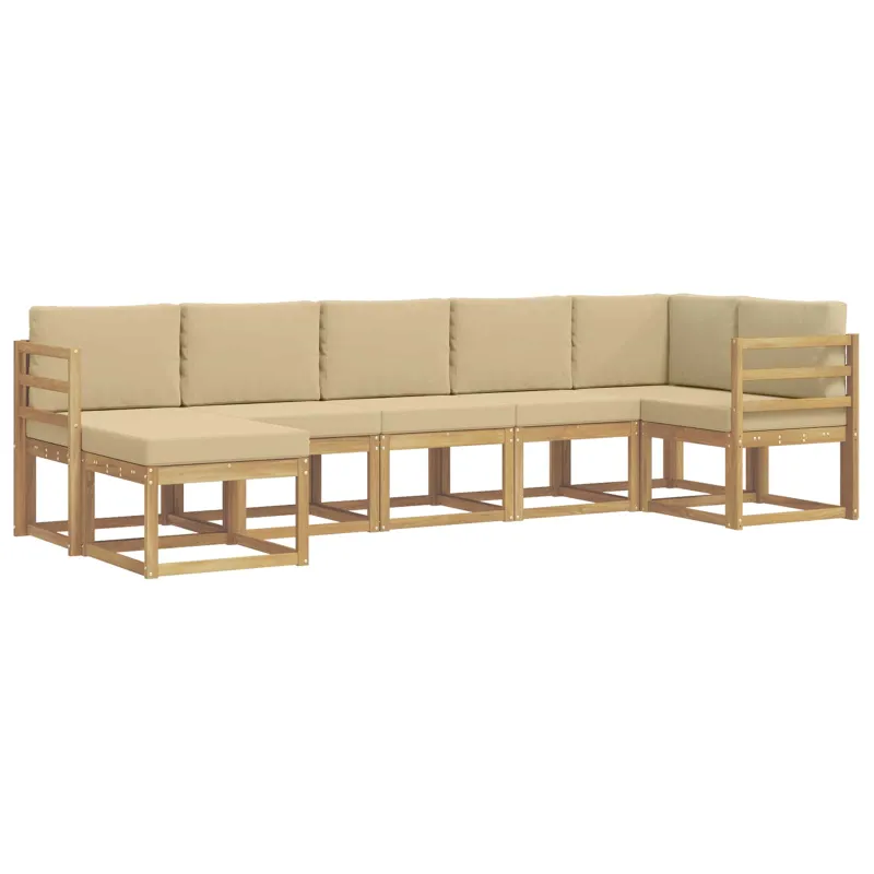 Lauko sofos komplektas 7 pcs Balta ir kreminė Poliesteris