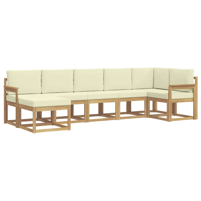 Lauko sofos komplektas 7 pcs Balta ir kreminė Poliesteris