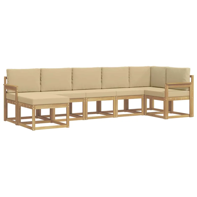 Lauko sofos komplektas 7 pcs Balta ir kreminė Poliesteris