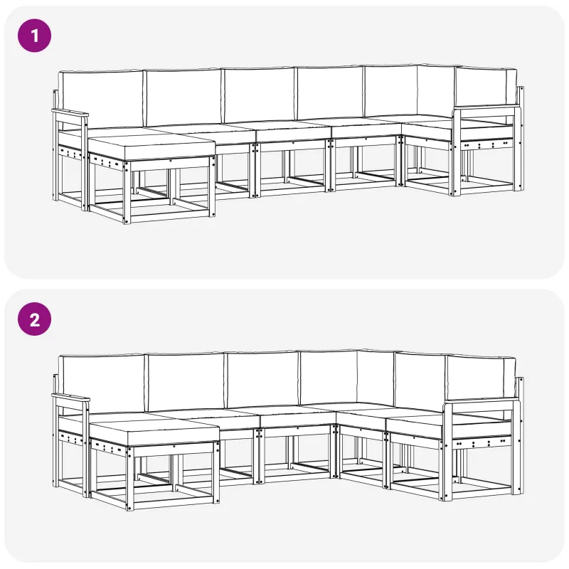 Lauko sofos komplektas 7 pcs Balta ir kreminė Poliesteris