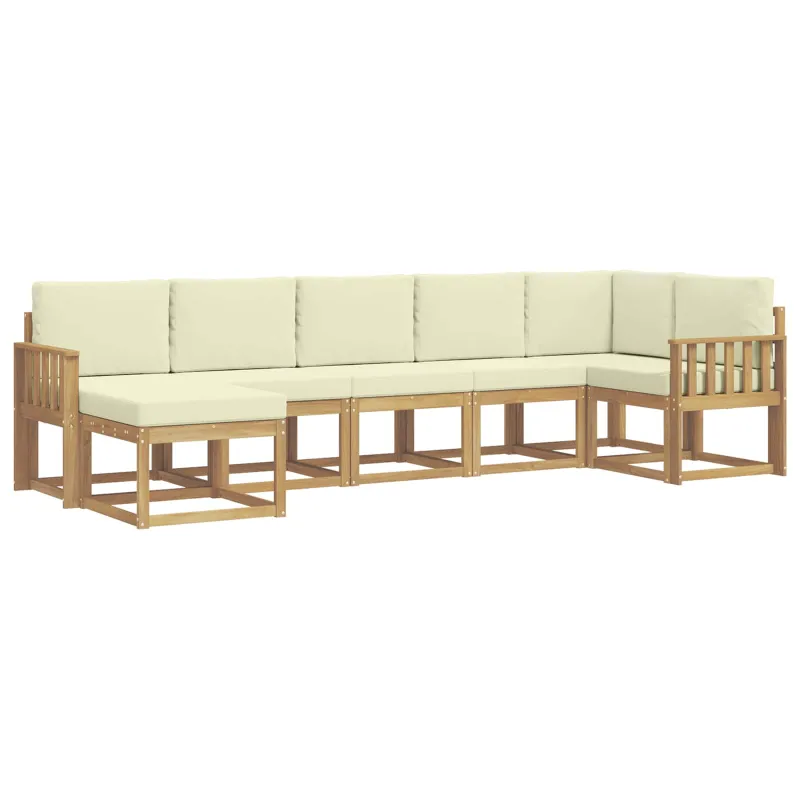Lauko sofos komplektas 7 pcs Balta ir kreminė Poliesteris