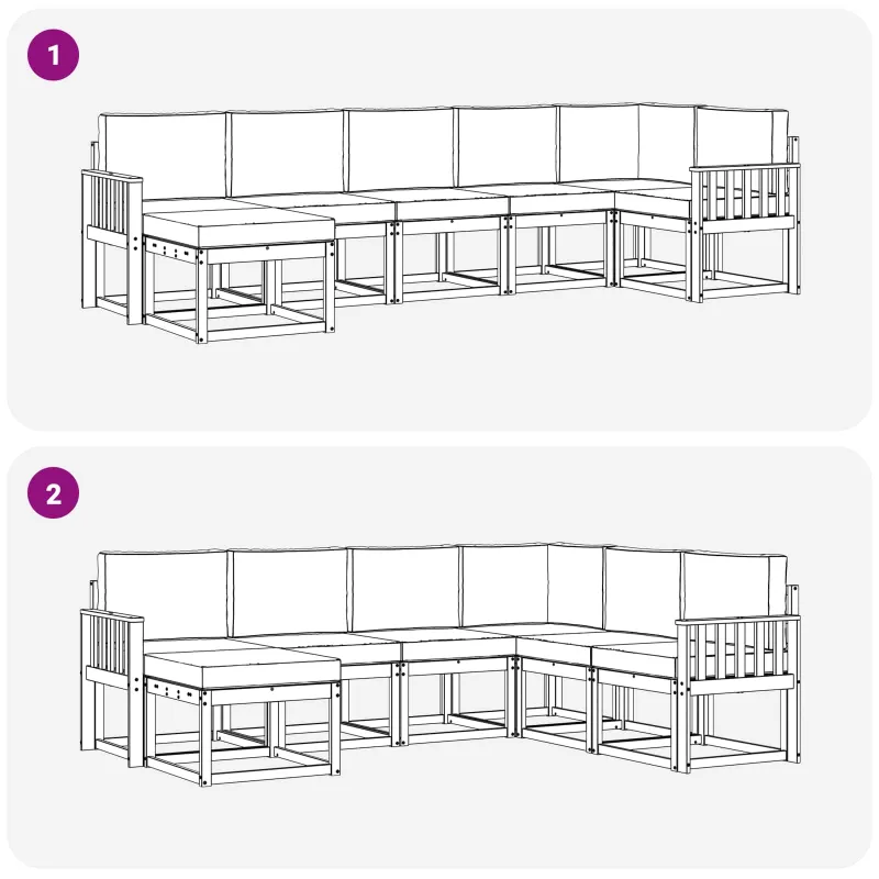 Lauko sofos komplektas 7 pcs Balta ir kreminė Poliesteris